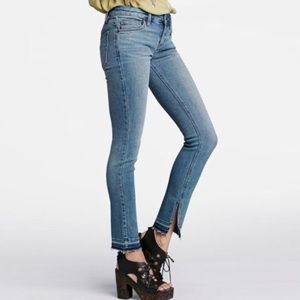 Free People Split Raw Hem Skinny Jean light wash